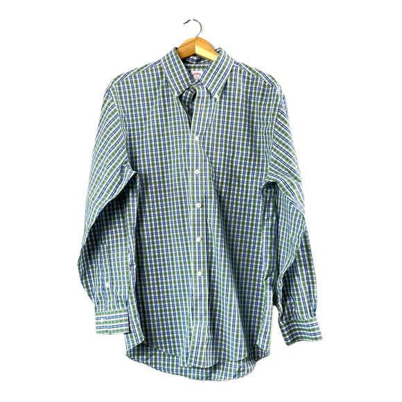 Green Plaid Men's Button Up Brooks Brothers Shirt M - Picture 1 of 5